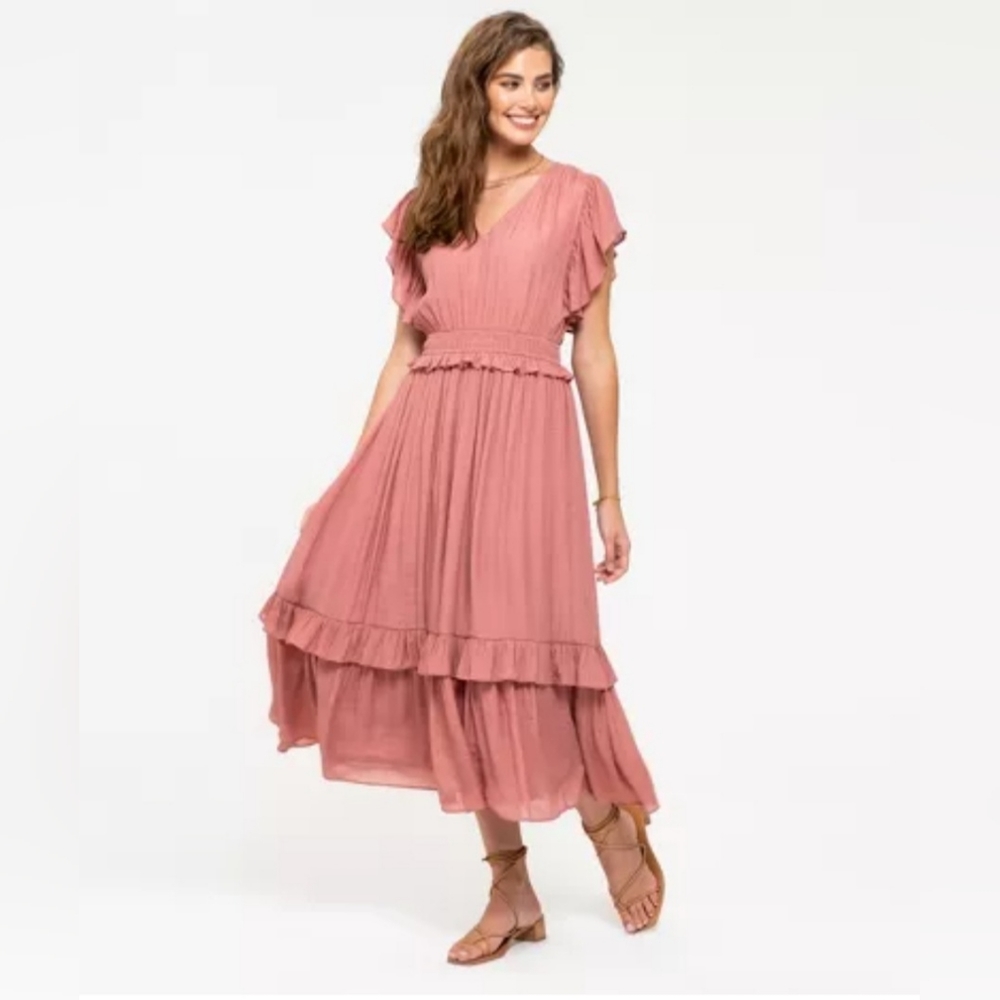 Elegant Pink Midi Dress